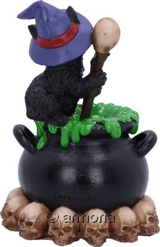 Figurine Chat Noir Sorcier sur un Chaudron 