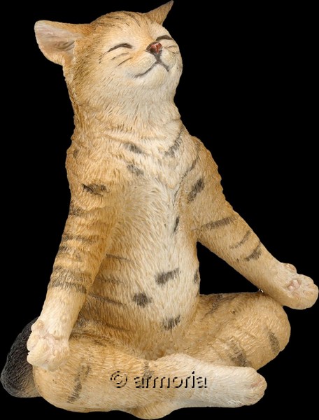 Figurine Chat roux yoga Lotus marque Veronese