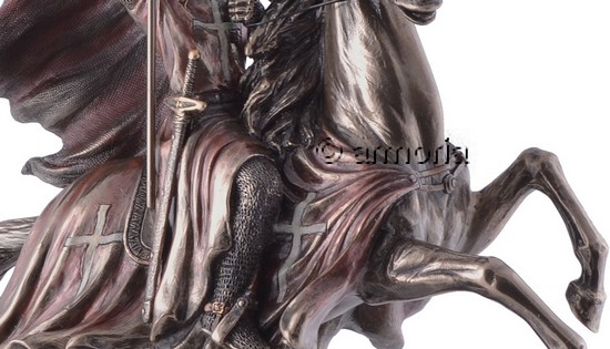 Figurine Chevalier Templier à Cheval aspect bronze Marque Veronese