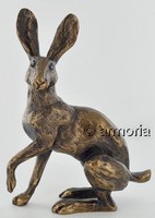 Figurine Lièvre assis aspect bronze