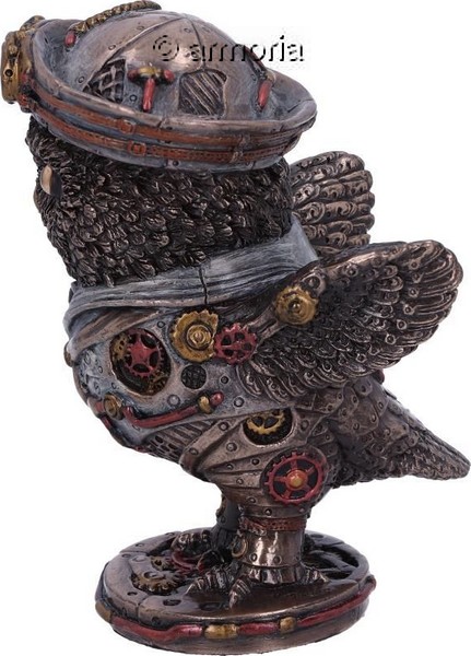 Figurine petite Chouette Steampunk aspect bronze marque Veronese
