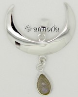Pendentif Croissant de Lune en argent avec cabochon en Labradorite
