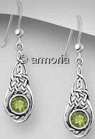 Boucles d'oreilles Entrelacs Celtes et péridot en argent