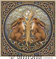 Carte postale Hares & Celtic Tree of Life de Lisa Parker