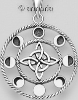 Pendentif Noeud de Sorcière et Cycle de la Lune en argent 