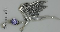 Pendentif Fée en argent avec cristal violet