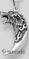Pendentif Tête de Loup sur Dent en argent