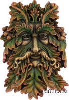 Sculpture Murale Green Man feuilles de chêne et glands 