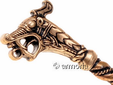 Collier Torque Viking en bronze aux deux têtes de dragons, répliques historiques de Haithabu