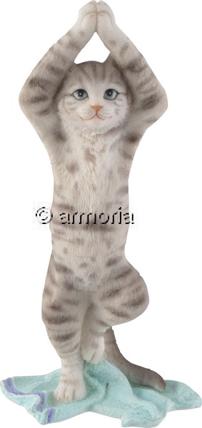 Figurine Chat gris yoga marque Veronese