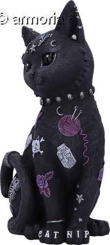 Figurine Chat noir gothique tatoué