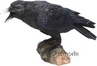 Figurine Corbeau sur Branche Bec Ouvert 