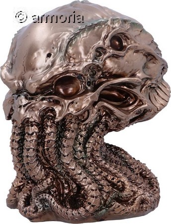 Figurine Crâne de Cthulhu aspect bronze par James Ryman 