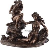 Figurine Deux Nymphes dans les Rochers aspect bronze Marque Veronese 