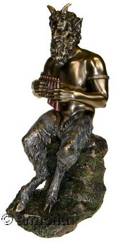 Figurine du Dieu Pan assis sur Rocher