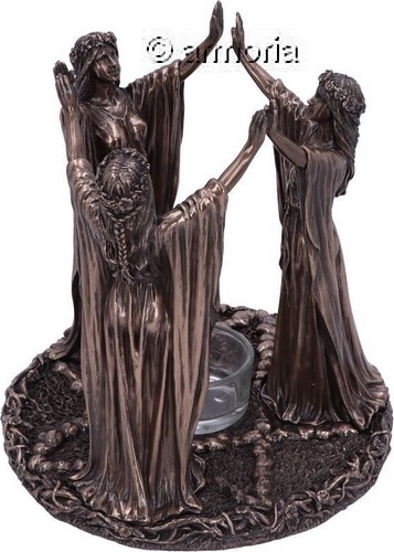 Figurine et Bougeoir Cérémonie Wicca aspect bronze Marque Veronese  