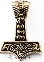 Pendentif Marteau de Thor et Symboles Viking en bronze 