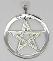 Pendentif Pentacle avec large liseré blanc en argent 
