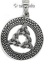 Pendentif celte Triple Triquetra cerclé d'Entrelacs en argent 