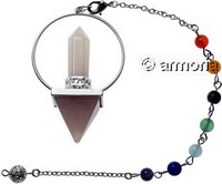 Pendule Energie en Quartz Rose et perles chakras 