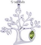 Pendentif Arbre en argent avec goutte en péridot