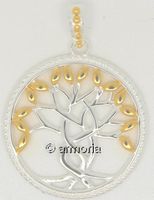 Pendentif Arbre de Vie en argent et feuilles plaquées or