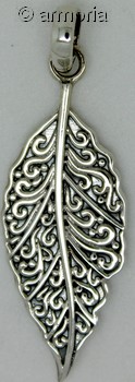 Pendentif Feuille nervurée en argent