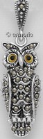 Pendentif Hibou aux yeux jaunes en argent 