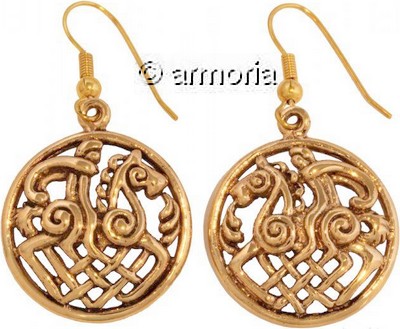 Boucles d'Oreilles Viking Odin sur Sleipnir en bronze