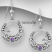 Boucles d'oreilles Entrelacs Celtes en argent avec améthyste