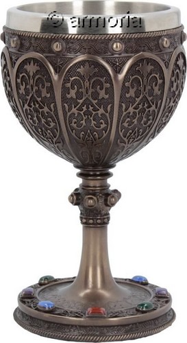 Calice médiéval "Le Graal" en résine aspect bronze 