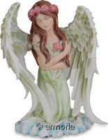 Figurine Ange agenouillé avec couronne de roses 