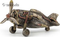 Figurine Avion Steampunk en résine aspect bronze 