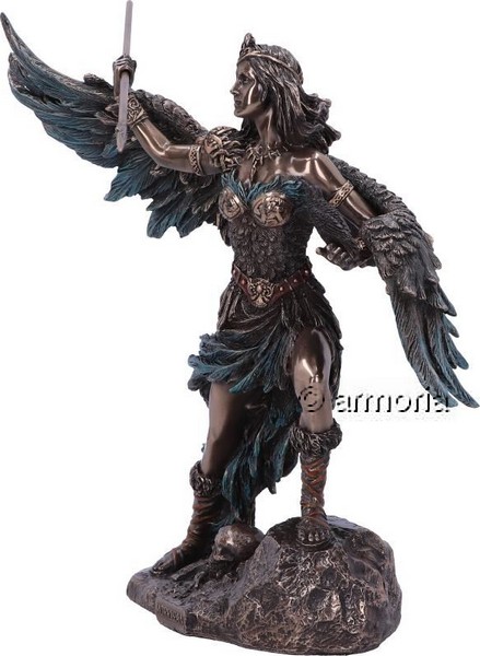 Figurine Déesse Morrigan avec Lance aspect bronze Marque Veronese
