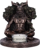 Figurine et Bougeoir Dieu Cernunnos aspect bronze