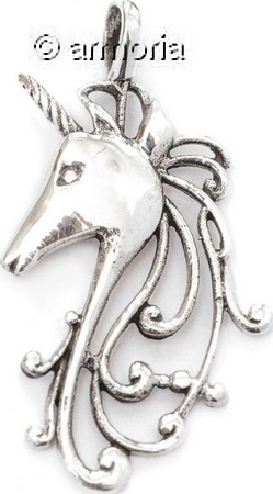 Pendentif Tête de Licorne en argent 