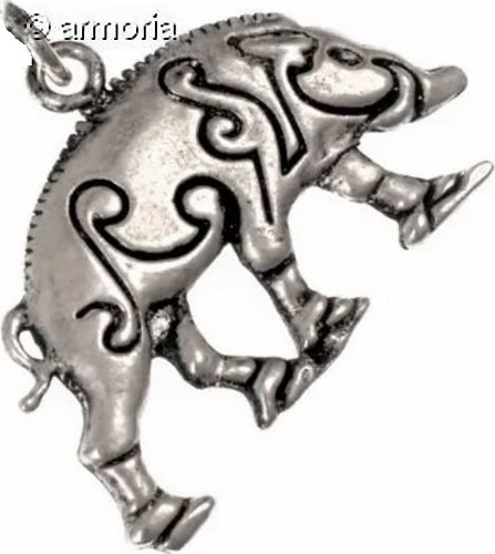 Pendentif celte Sanglier en plaqué argent-modèle historique de Knocknagael