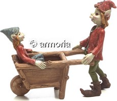 Figurine Pixies père et fils avec brouette