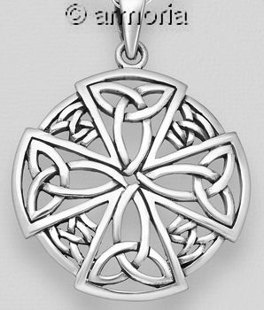 Pendentif Croix Celte avec 4 Triquetras en argent