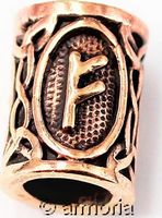 Perle à barbe ou cheveux Rune Fehu en bronze