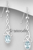 Boucles d'oreilles Entrelacs Celtes en argent et topaze bleue