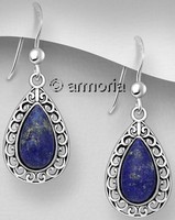 Boucles d'oreilles Gouttes avec décor en argent et lapis lazuli