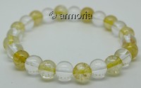 Bracelet de Perles en Citrine et Cristal de Roche 8 mm Taille Medium