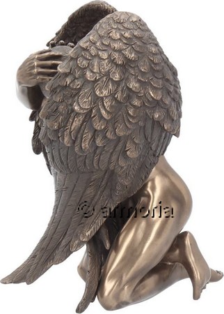 Figurine Ange assis Ailes Repliées aspect bronze Marque Veronese 