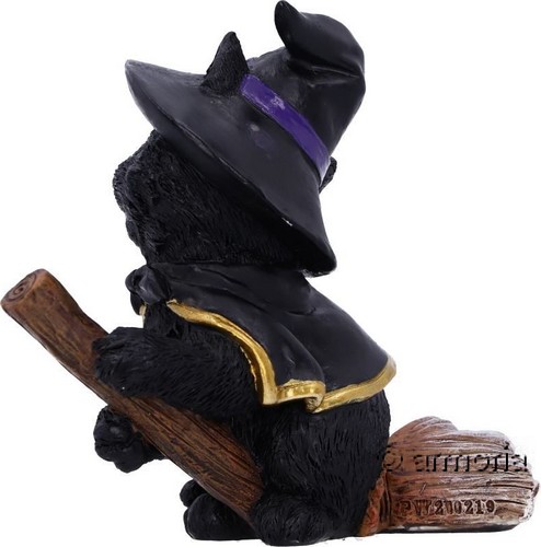 Figurine Chat Noir Sorcier sur son Balai 