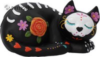 Figurine Chat endormi avec motifs fleurs 