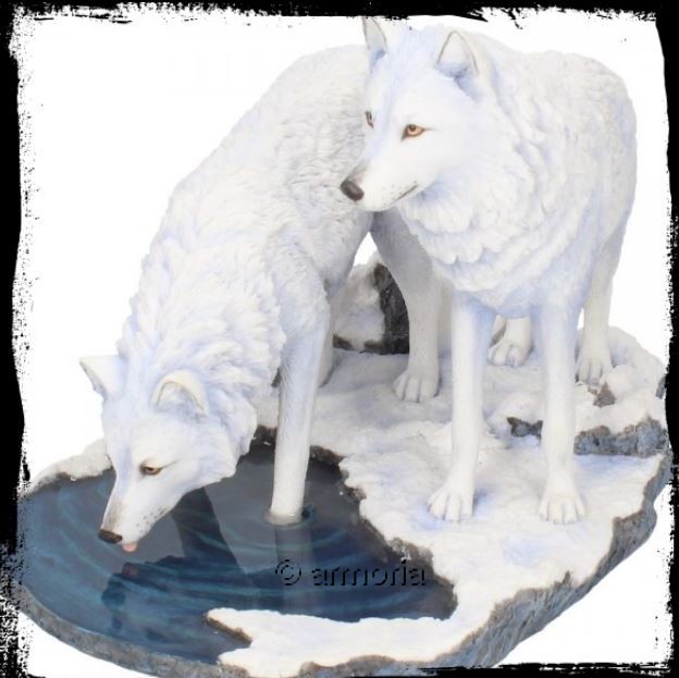 Figurine Deux Loups Blancs "Warriors of Winter" de Lisa Parker 