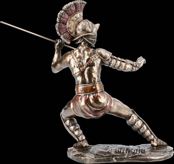 Figurine Gladiateur avec Lance aspect bronze marque Veronese 