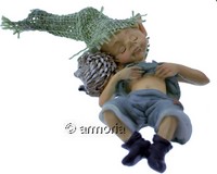 Figurine Lutin au Chapeau dormant avec Hérisson 