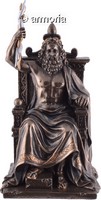 Figurine de Zeus assis sur son Trône aspect bronze 